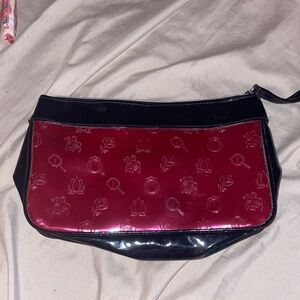 Lancome Two-Tone Patent Wristlet in Burgundy and Black